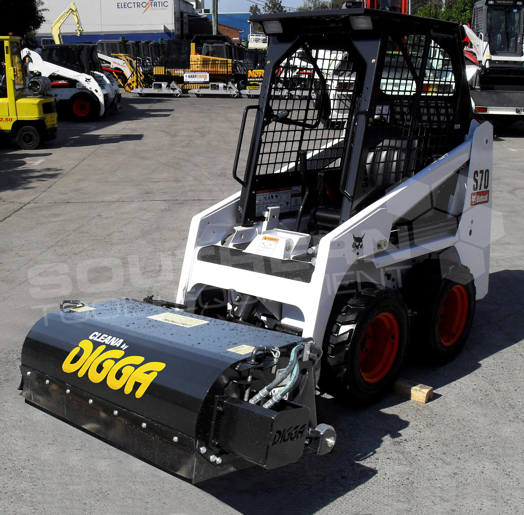 DIGGA 1100mm Enclosed Skid Steer Bucket Broom Sweeper Southern Tool