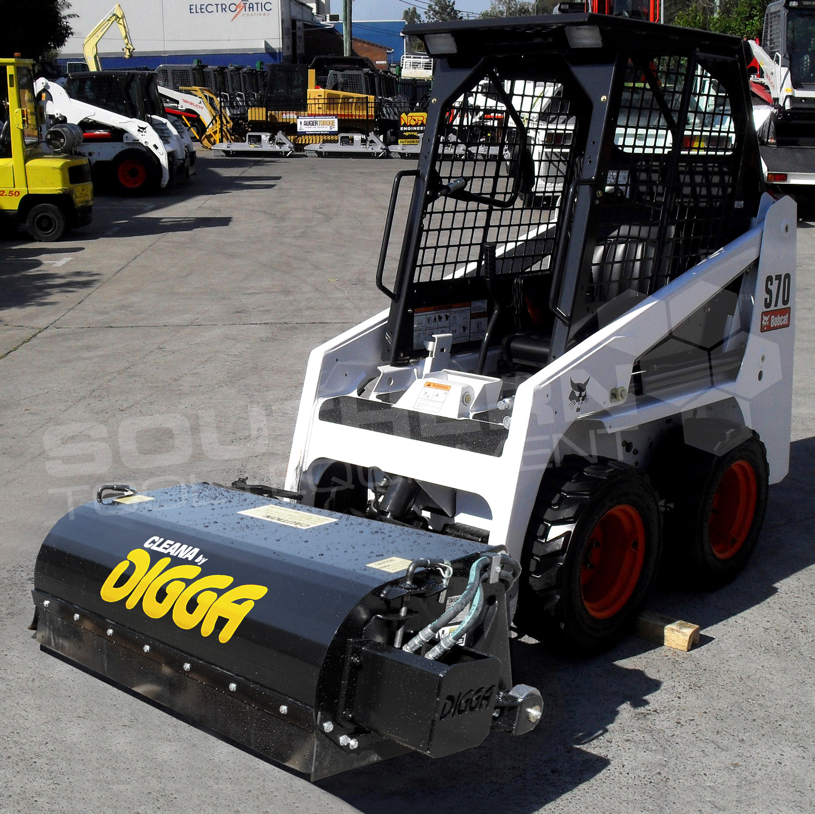 DIGGA 1100mm Enclosed Skid Steer Bucket Broom Sweeper Southern Tool