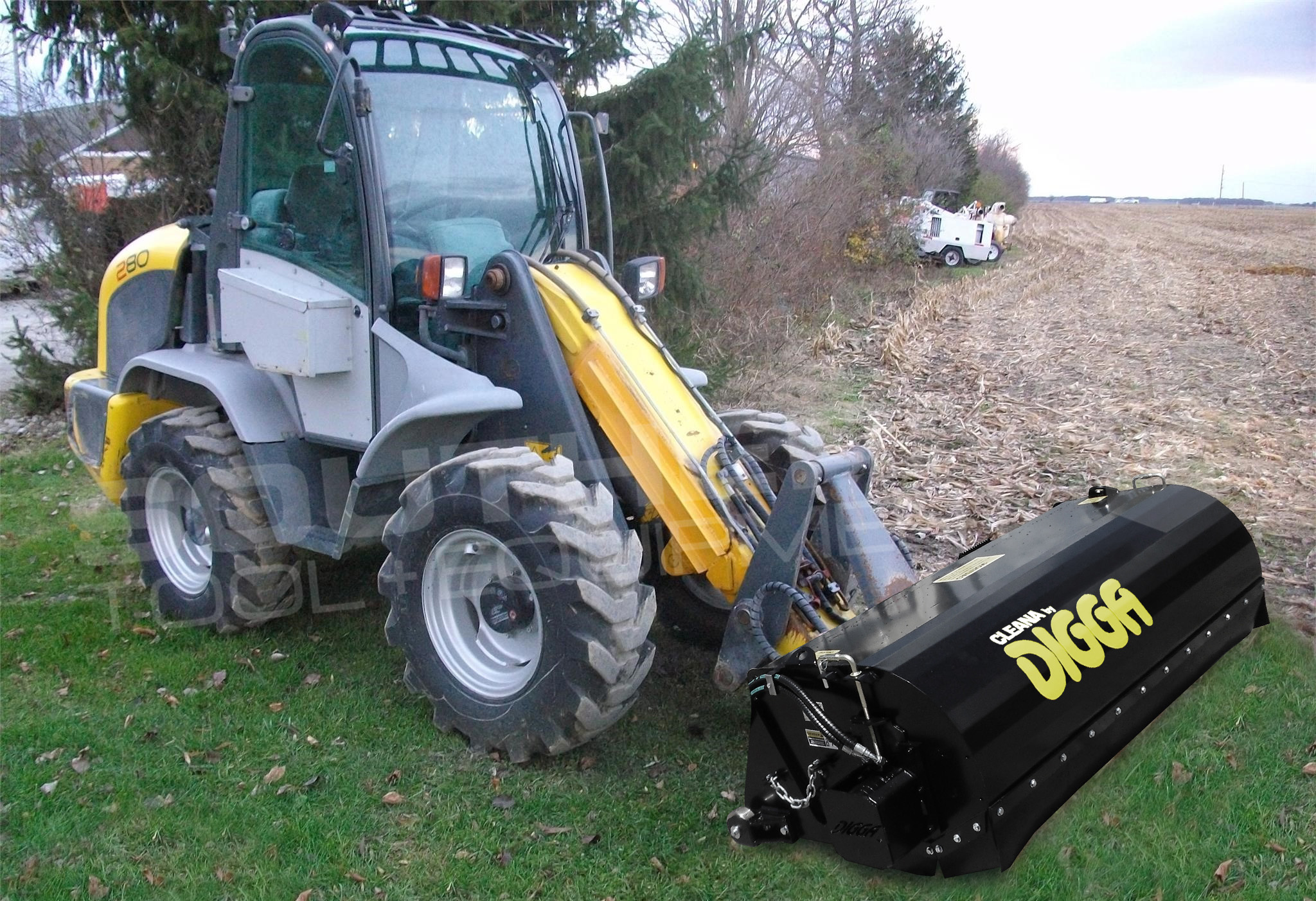 DIGGA 1600mm Enclosed Wheel Loader Bucket Broom Sweeper Southern Tool + Equipment Co
