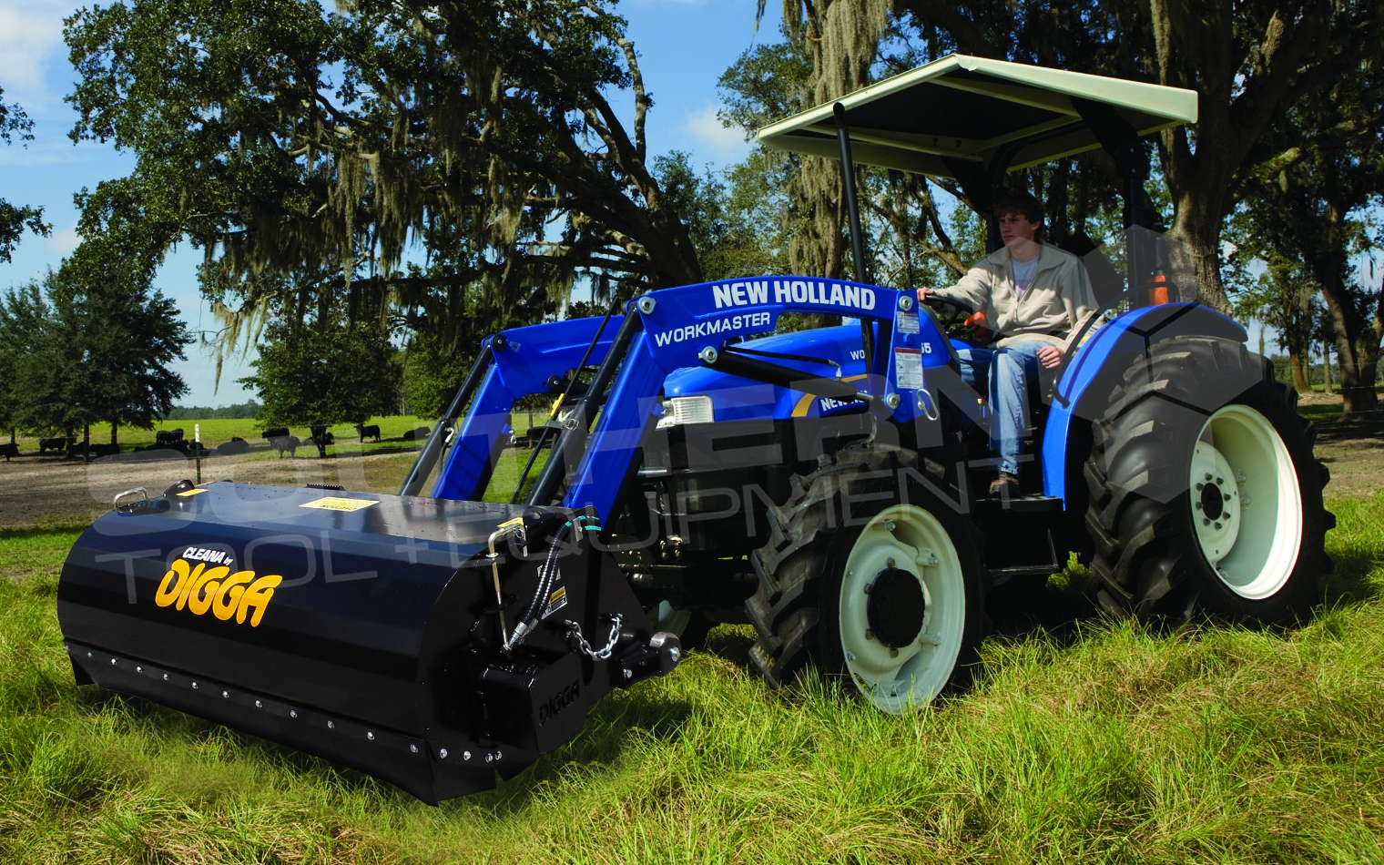 DIGGA 1700mm Enclosed Tractor Bucket Broom Sweeper Southern Tool + Equipment Co. Earthmoving