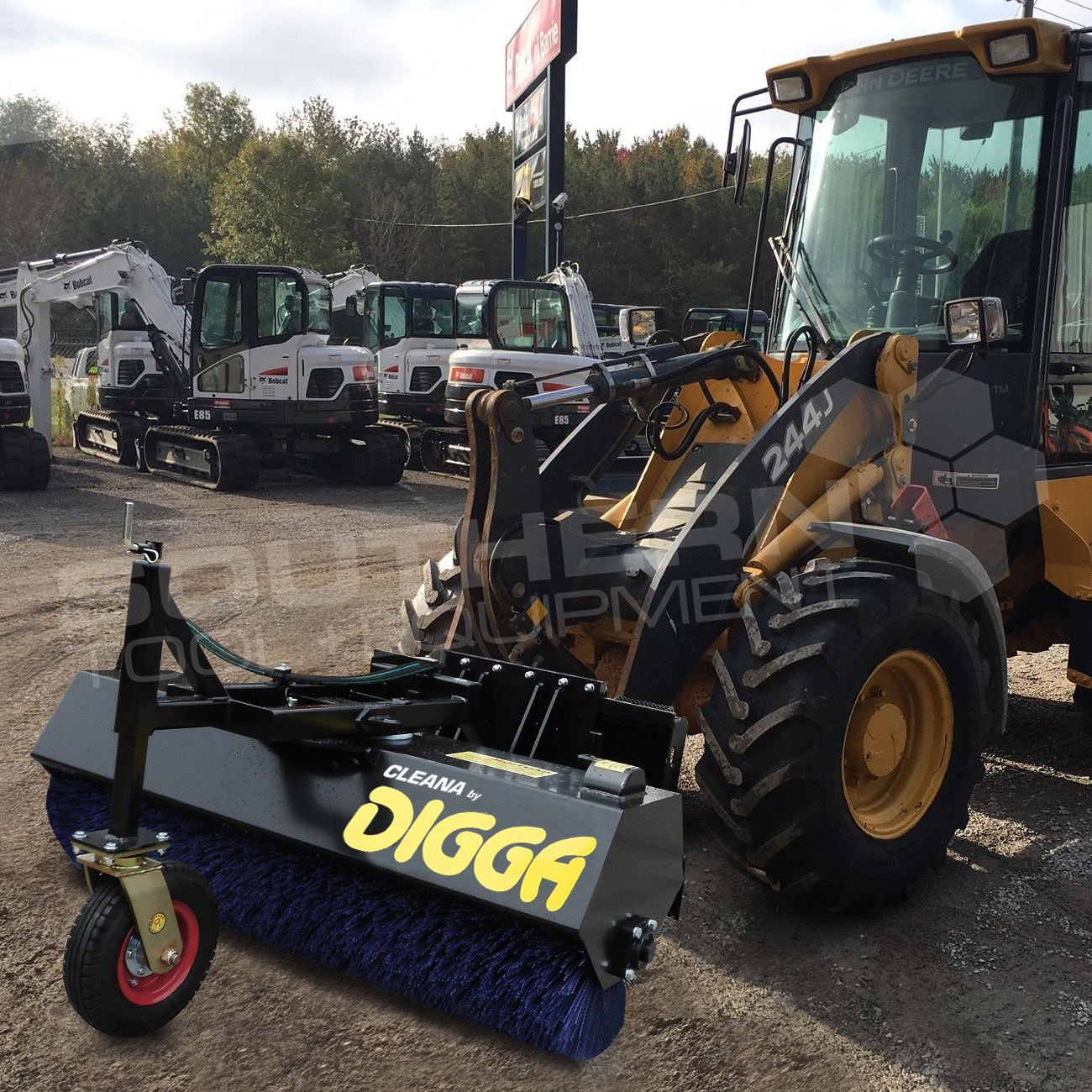 DIGGA 1800mm Angle Wheel Loader Bucket Broom Sweeper Southern Tool + Equipment Co