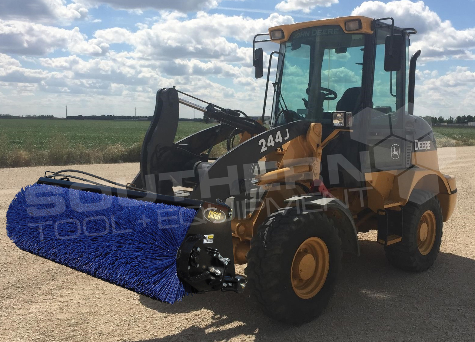 DIGGA 1800mm Open Wheel Loader Bucket Broom Sweeper Southern Tool + Equipment Co